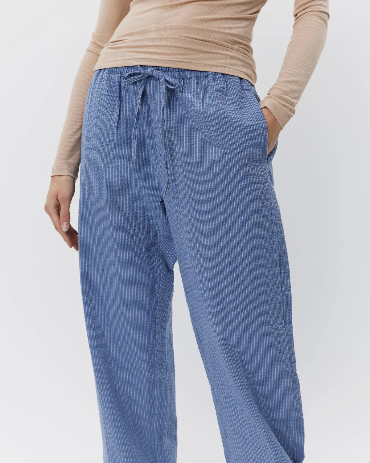 ABIGAILESW TROUSERS - Blue-Black w Antique White