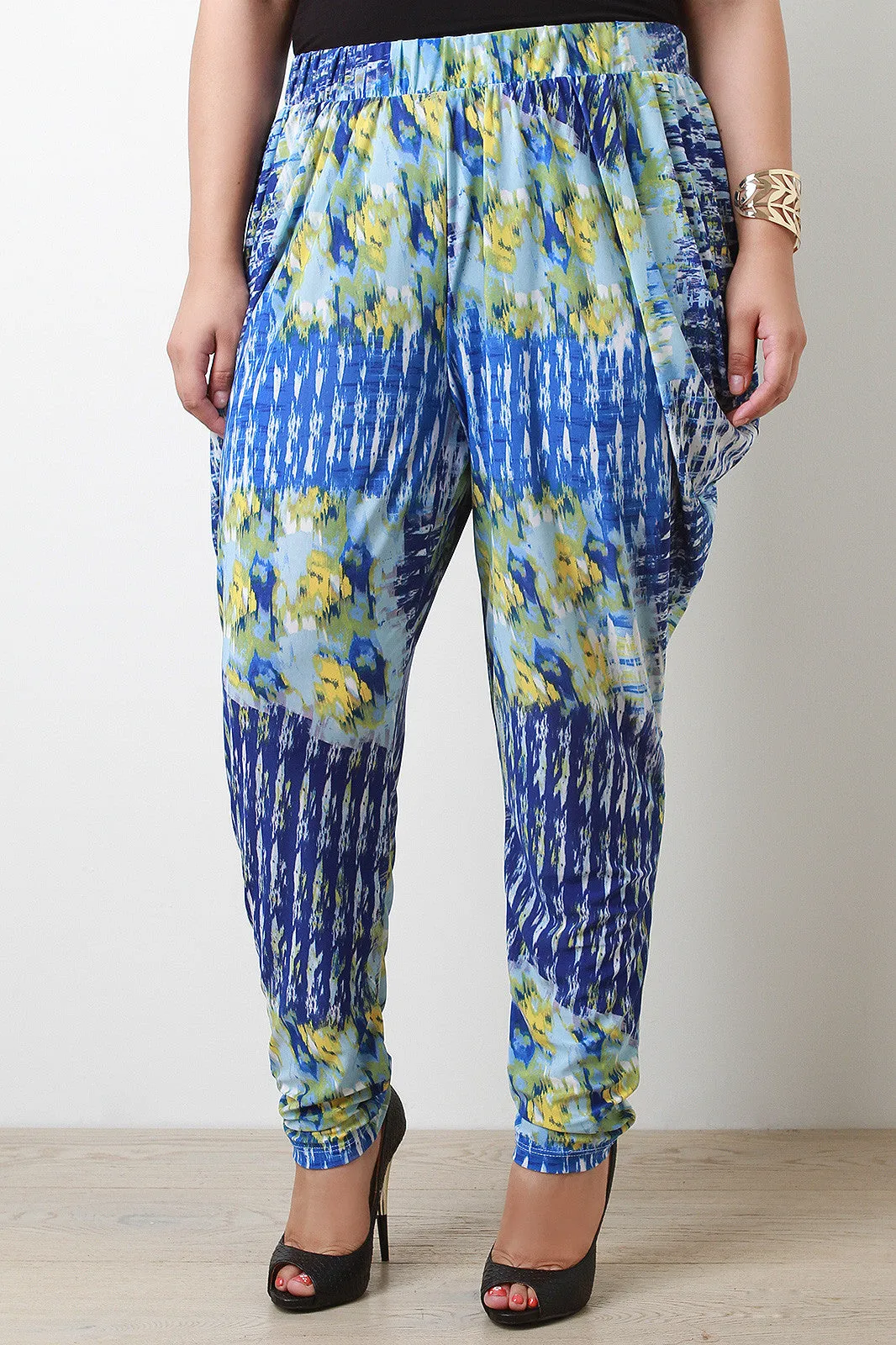 Abstract Tapered Harem Pants