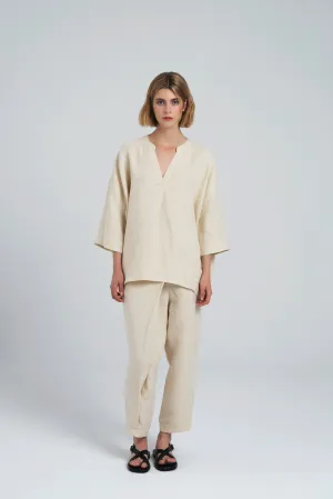 Barrow Pant in Cream Linen