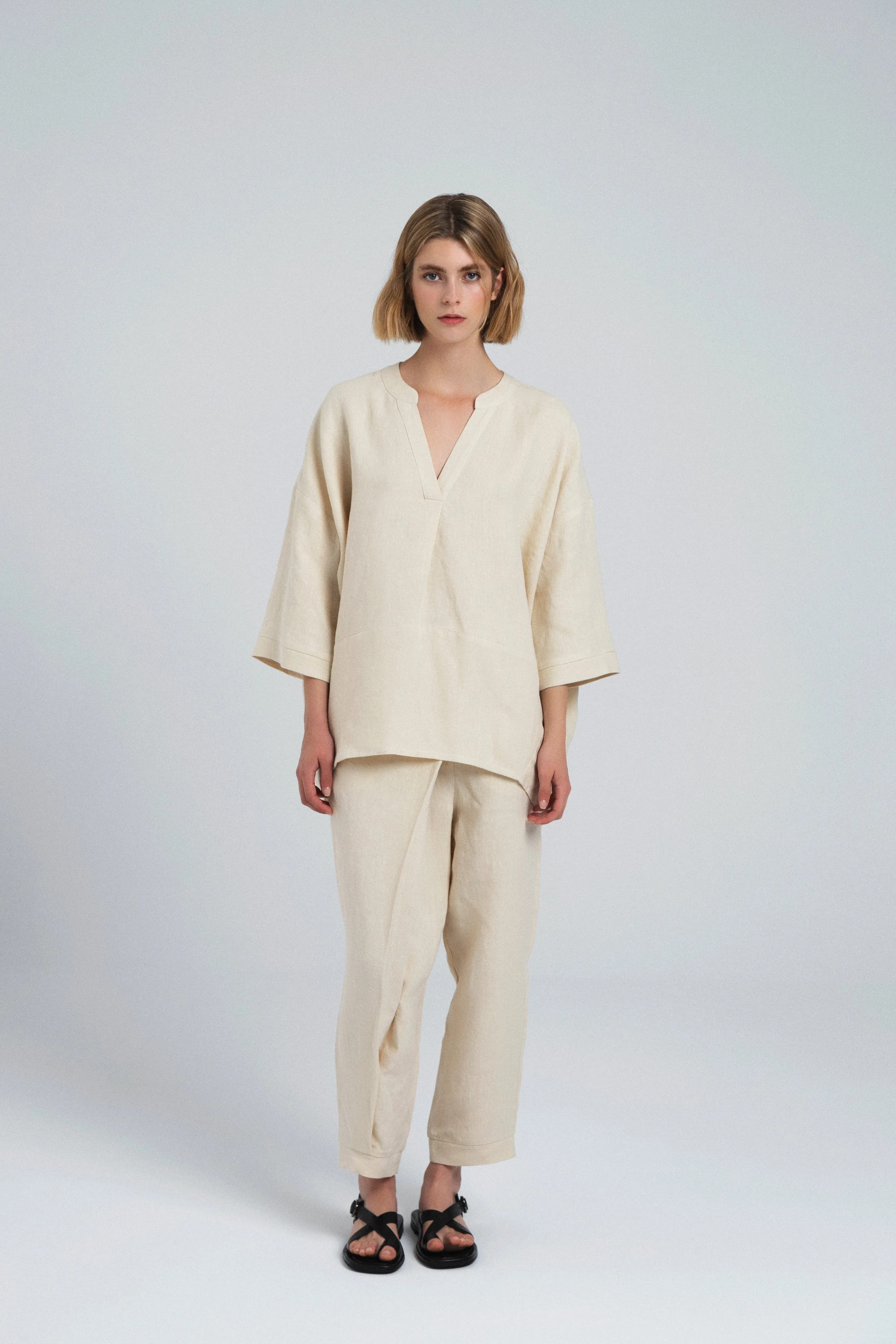 Barrow Pant in Cream Linen