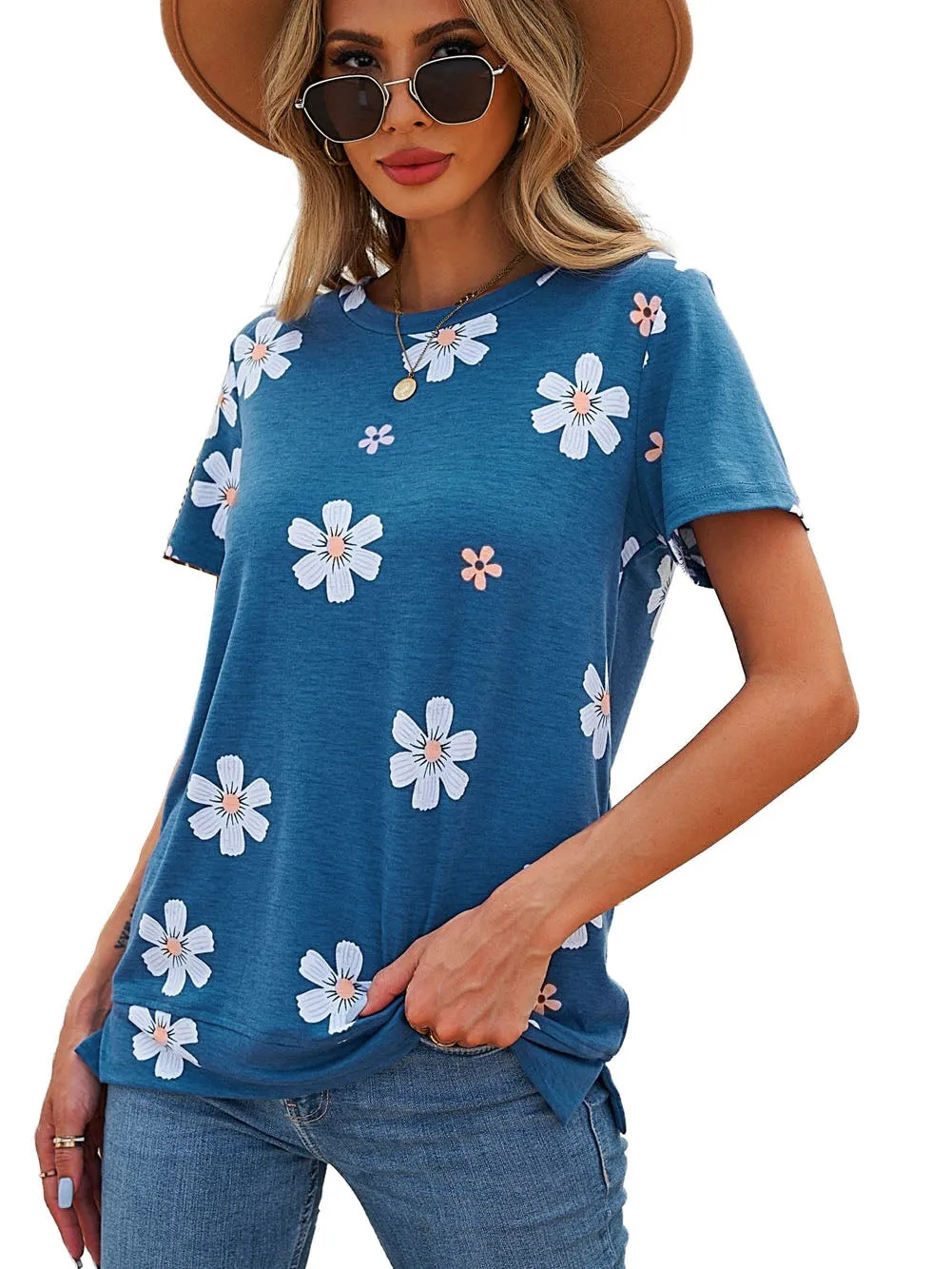 Blue Blossom Printed Top