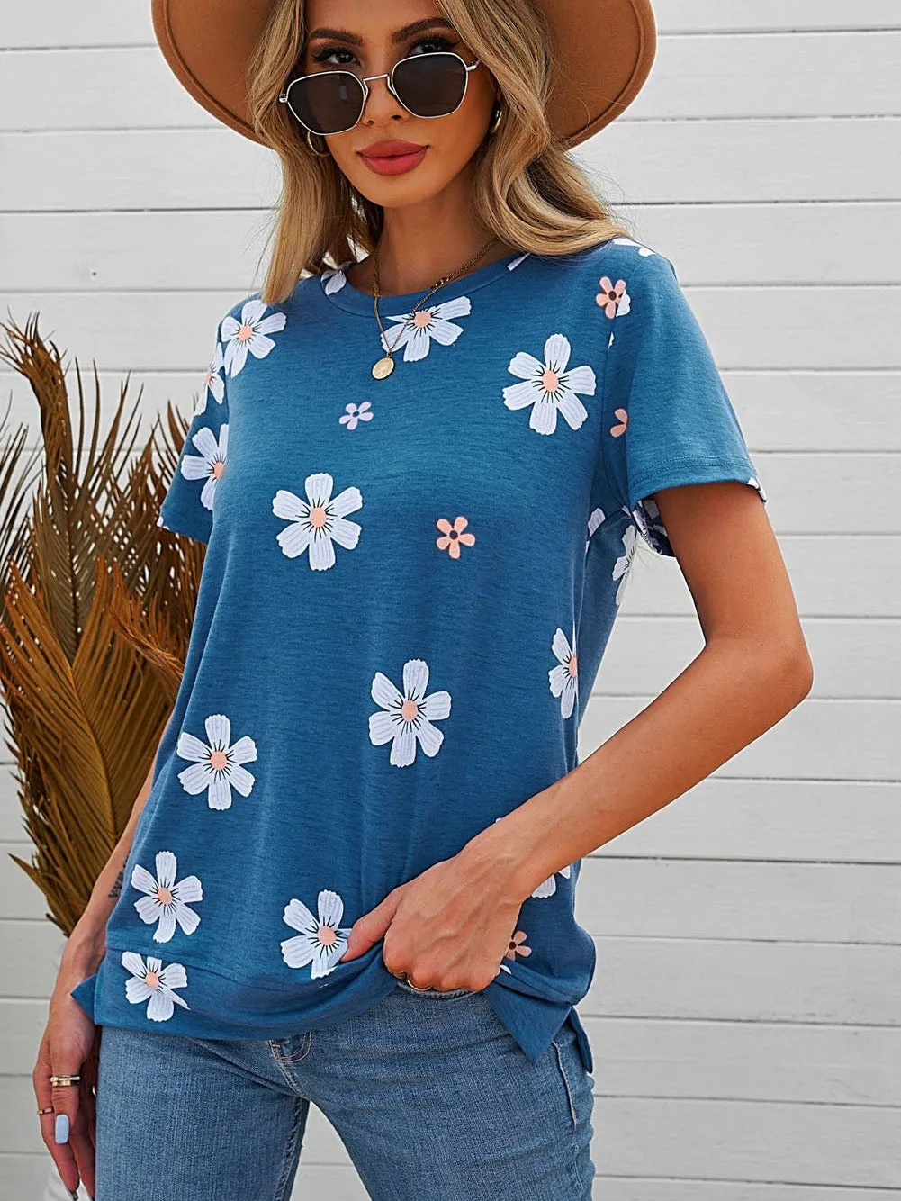 Blue Blossom Printed Top