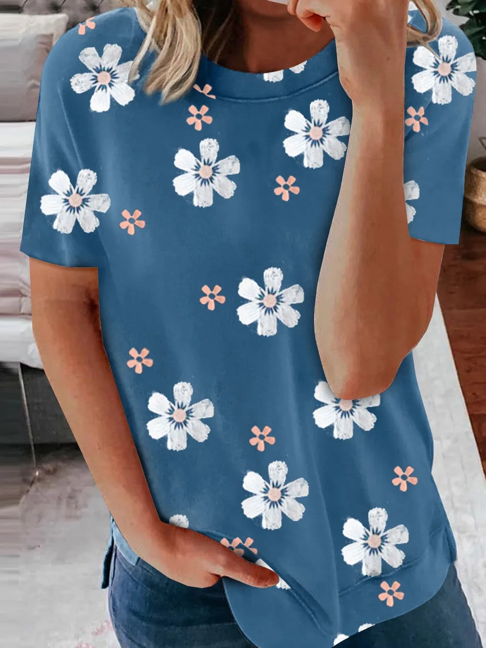 Blue Blossom Printed Top