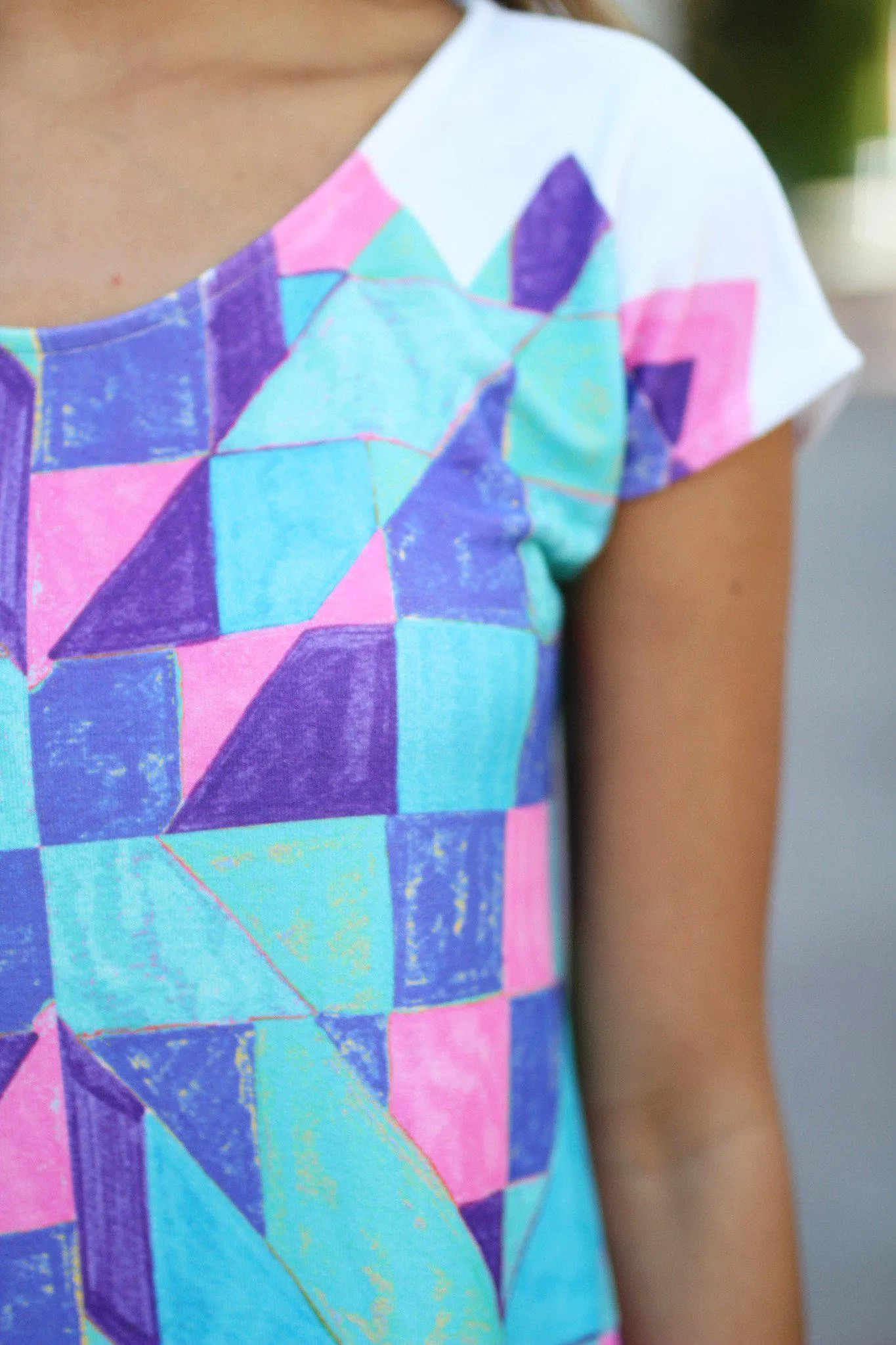 Blue Geometric Short Dress