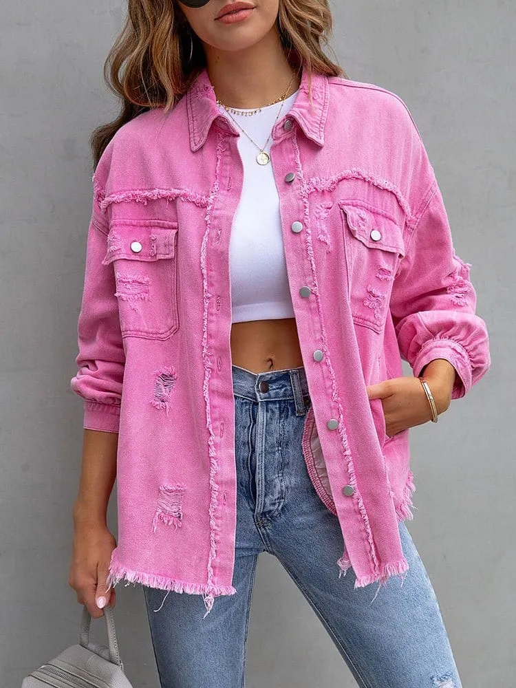 Casual Pink Denim Shirt