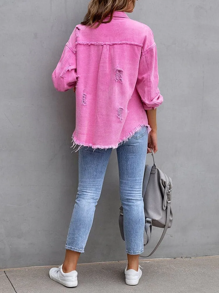 Casual Pink Denim Shirt