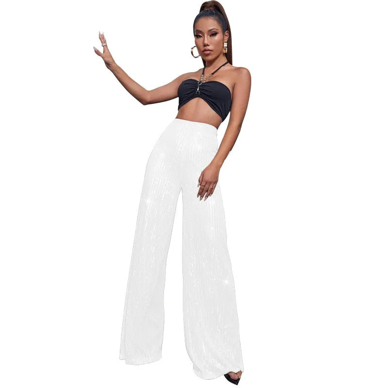 Casual sequined loose drape pants