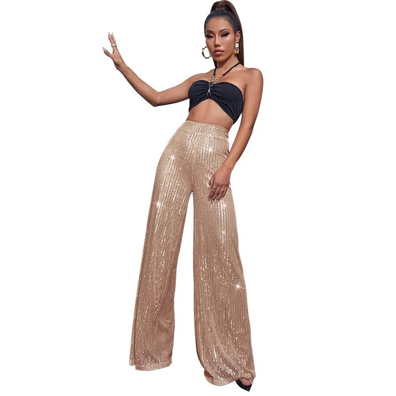 Casual sequined loose drape pants