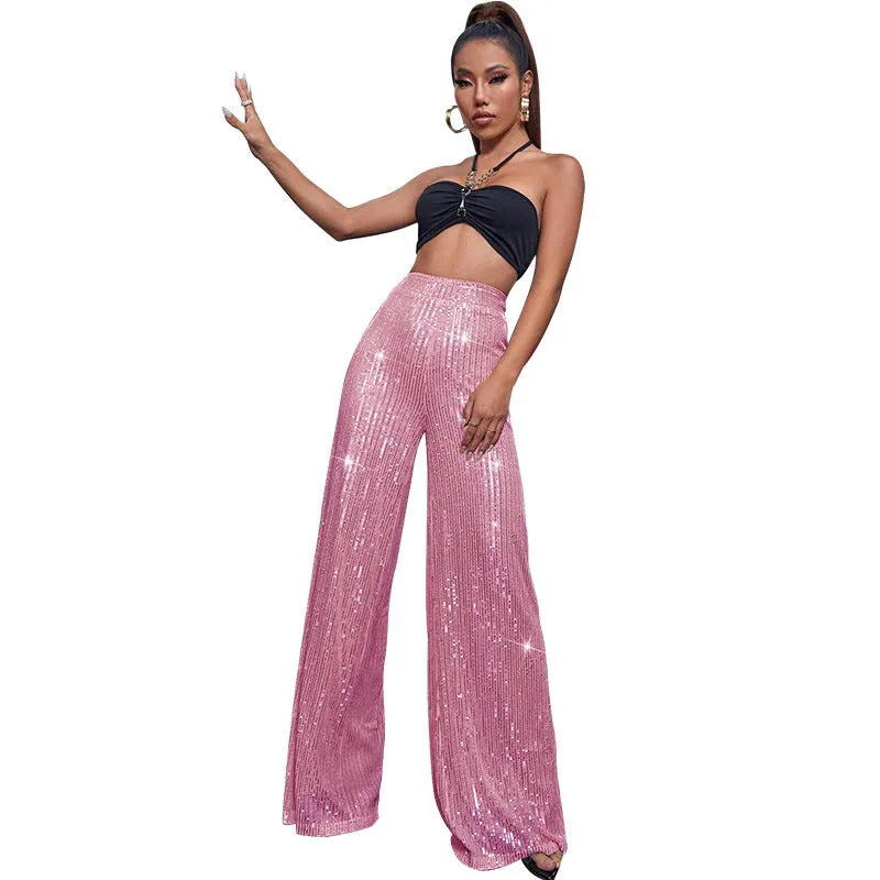 Casual sequined loose drape pants