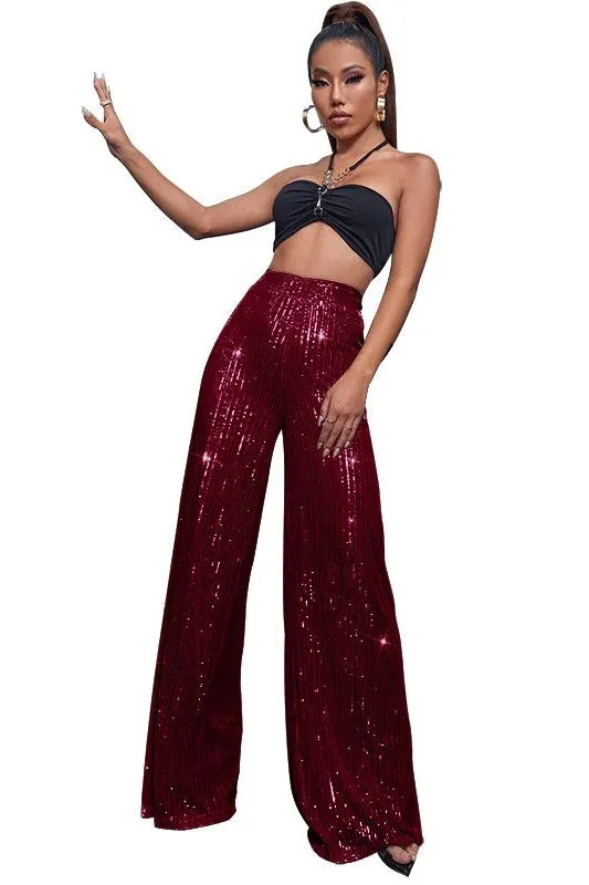 Casual sequined loose drape pants