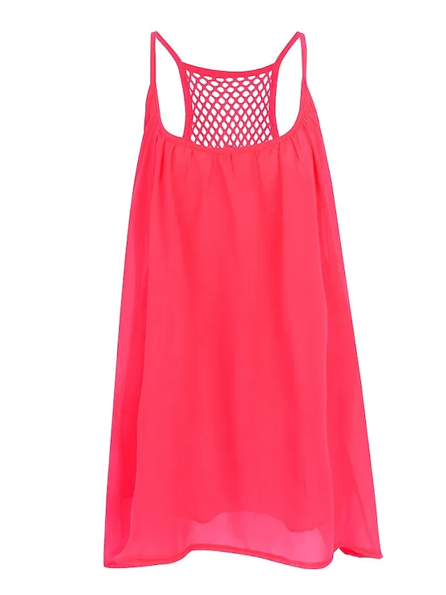 Casual Sport Fashion Sleeveless Pure Color Loose Strap Dress