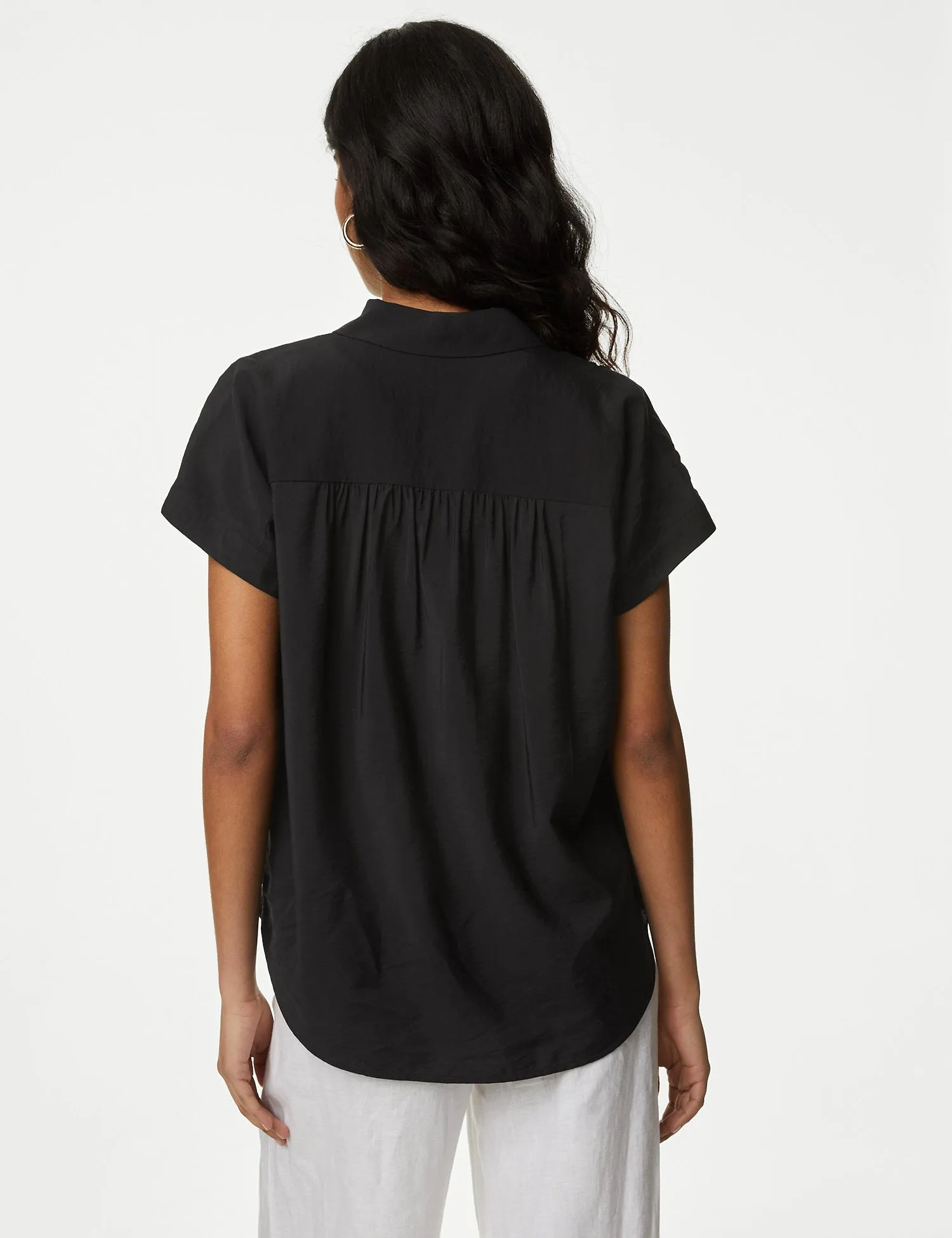 Collared Cap Sleeve Shirt