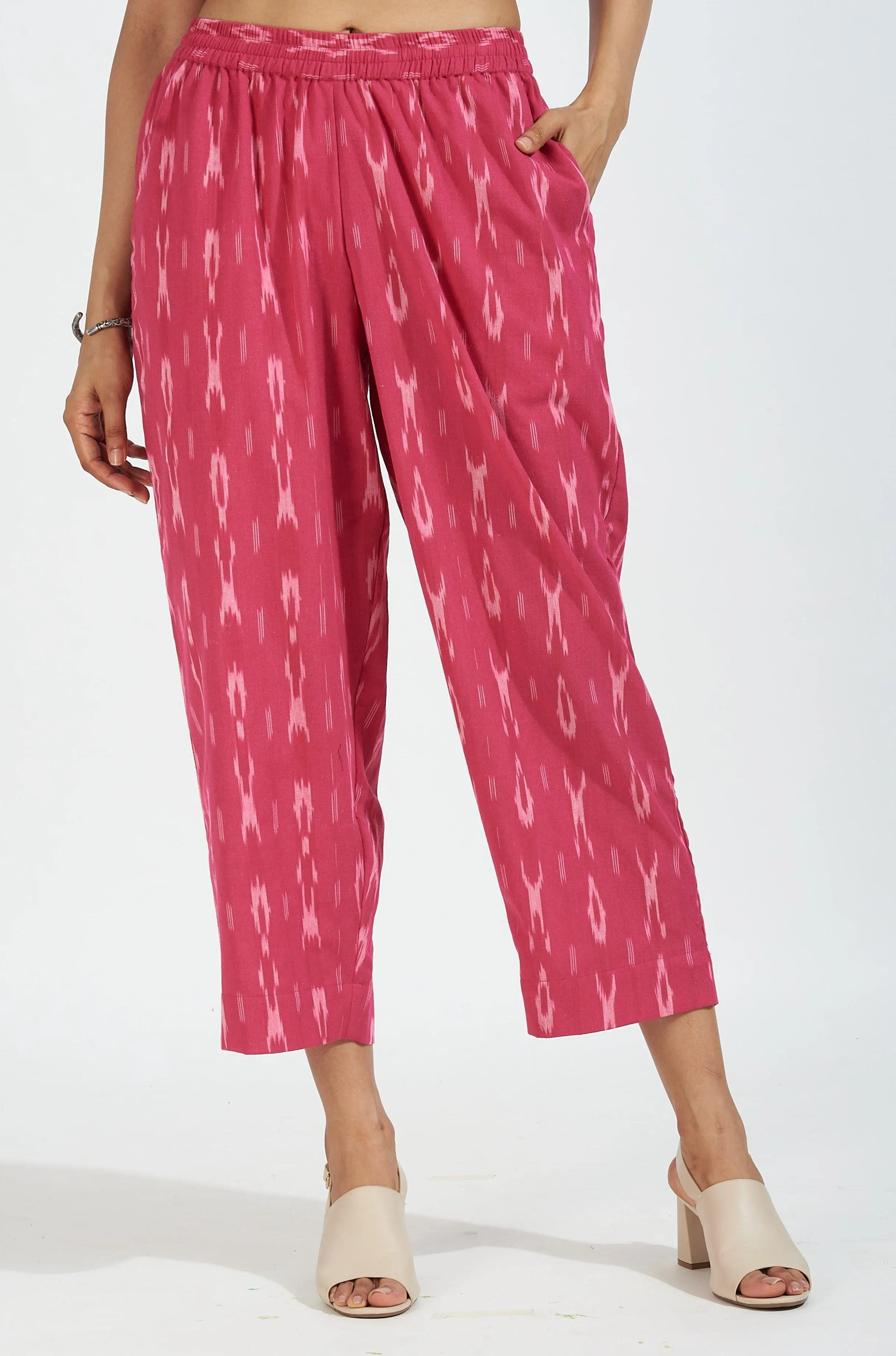 comfort fit narrow pants - dark pink ikat