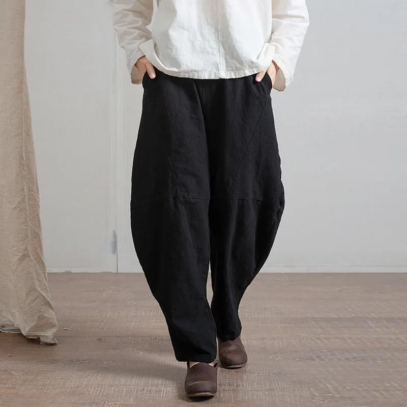 Cotton and Linen Wide Leg Harem Pants  | Zen