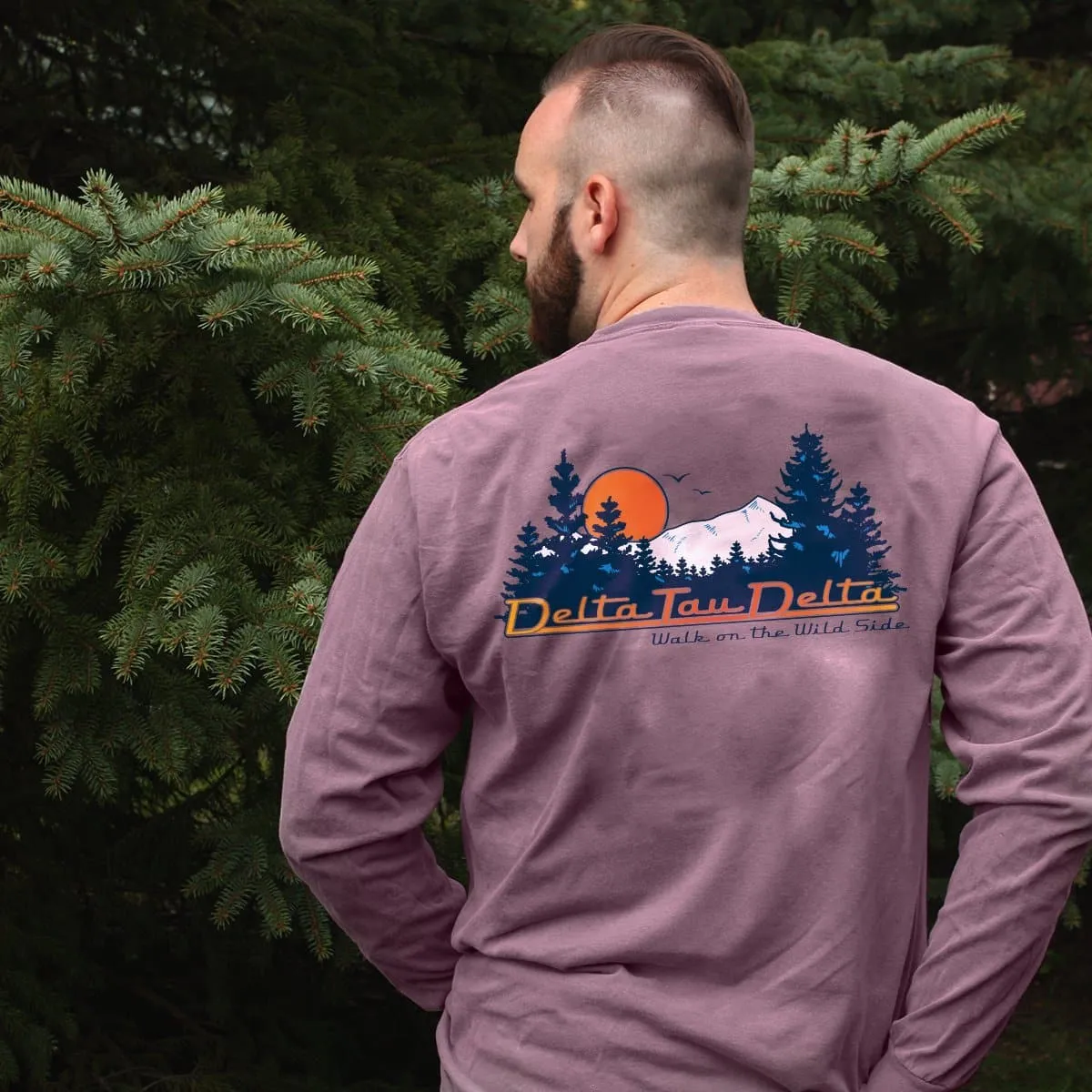 Delt Comfort Colors Berry Retro Wilderness Long Sleeve Pocket Tee