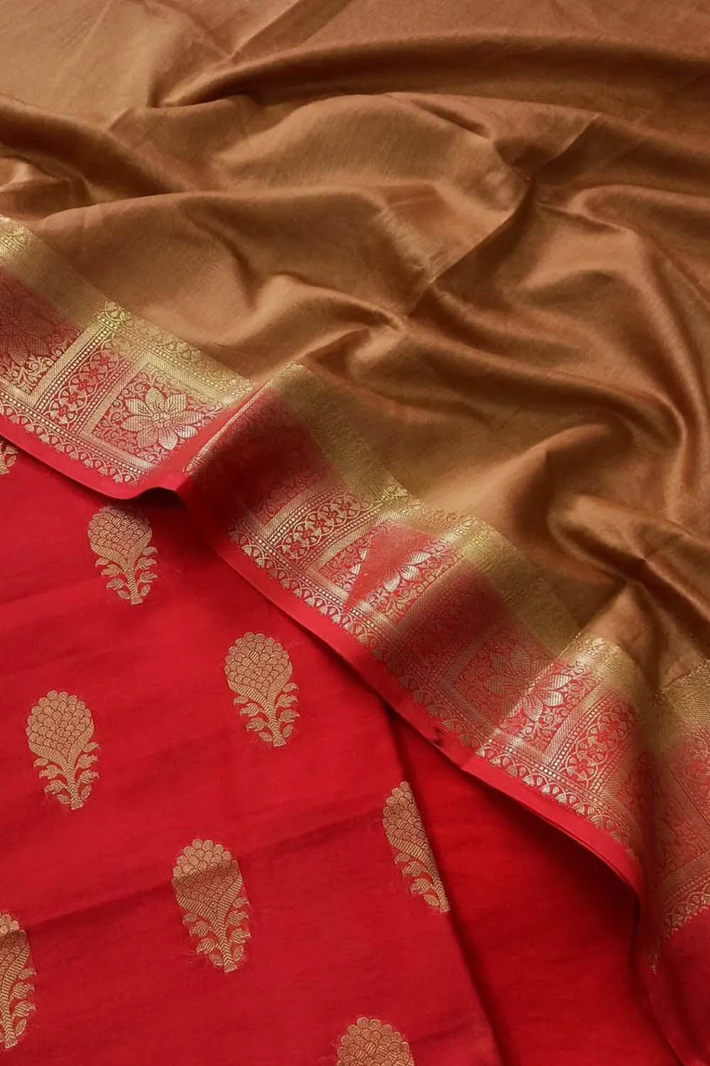 Elegant Red Banarasi Chanderi Silk Suit