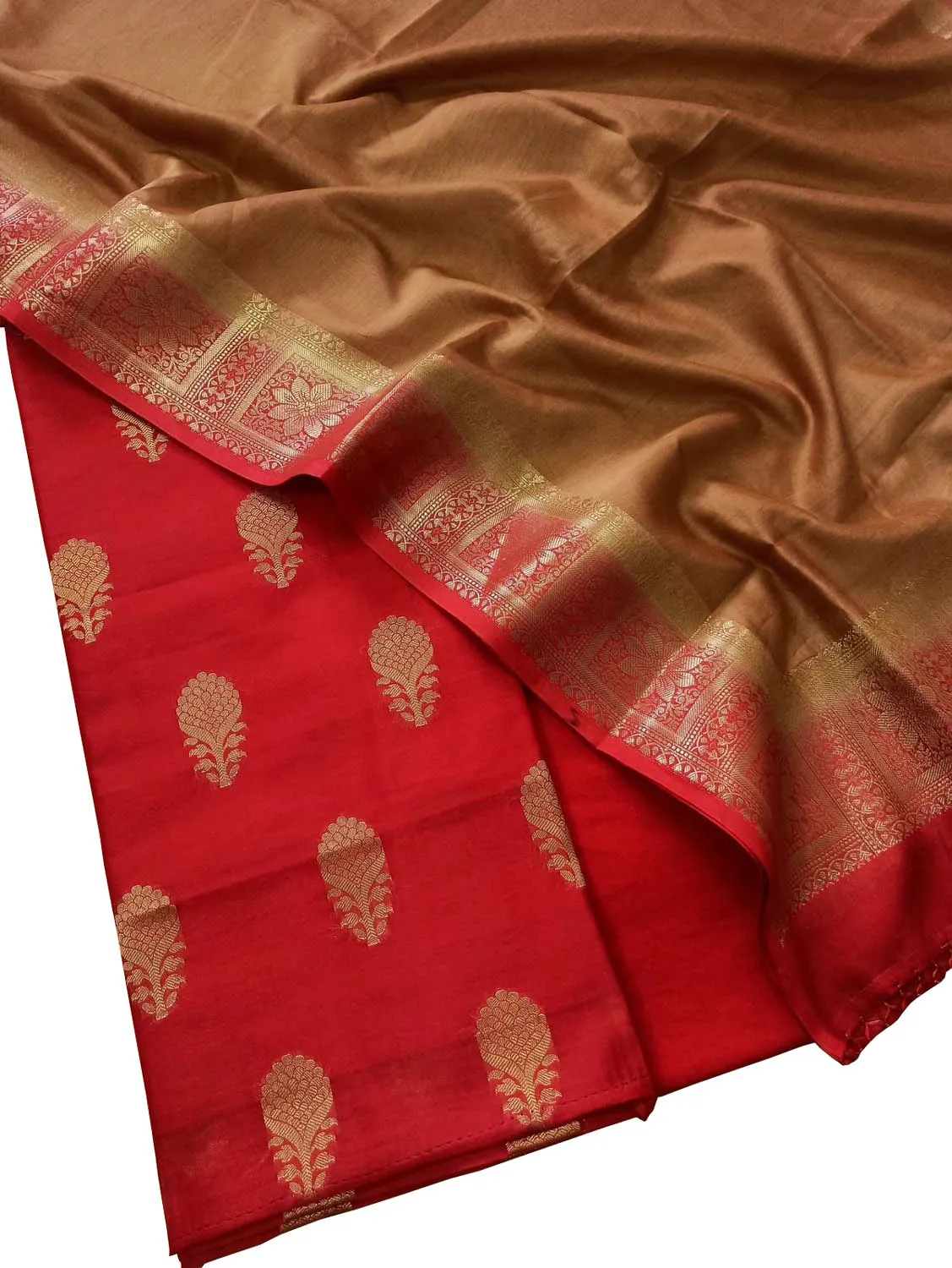 Elegant Red Banarasi Chanderi Silk Suit