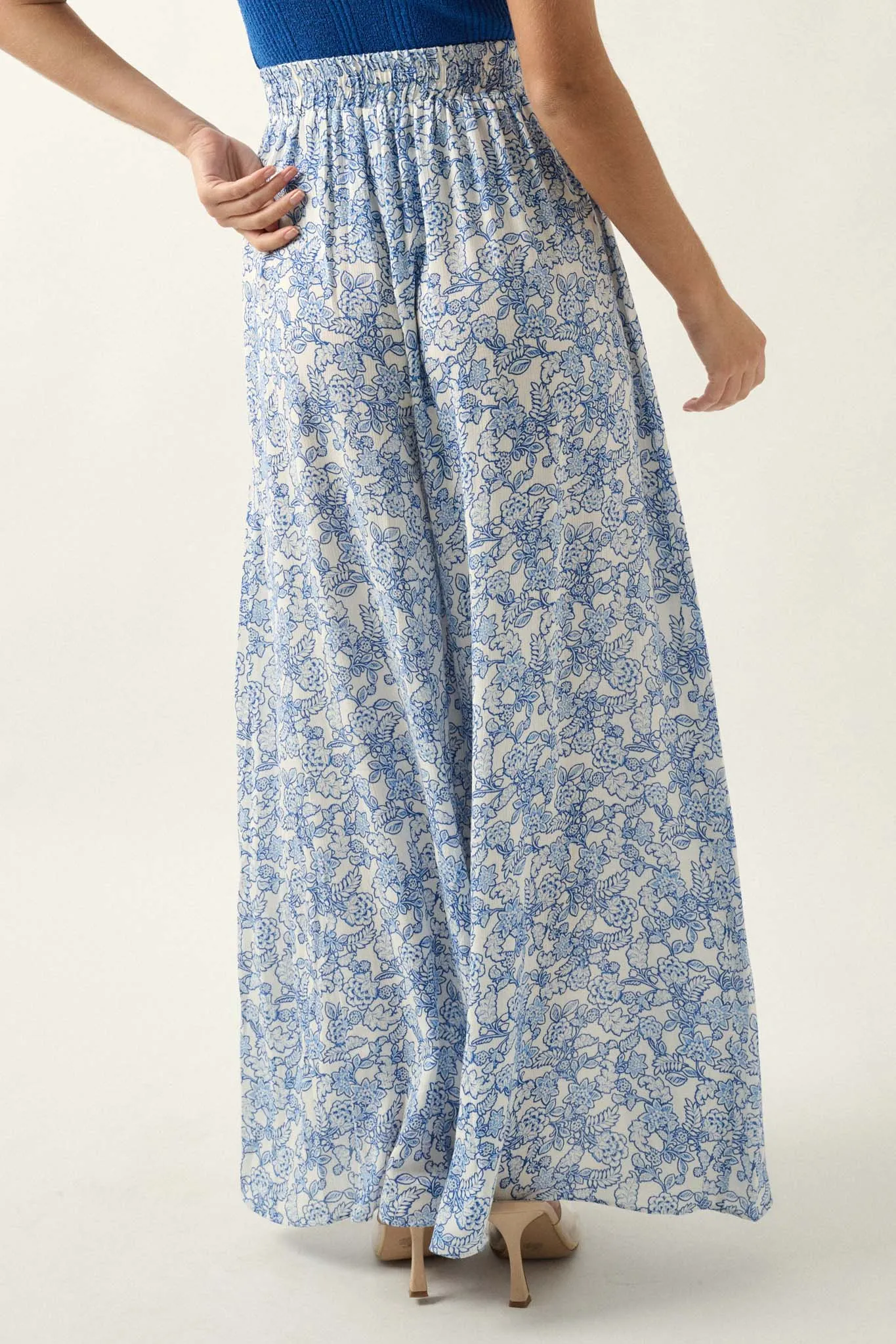 Fascinating Flowers Floral Split-Leg Palazzo Pants