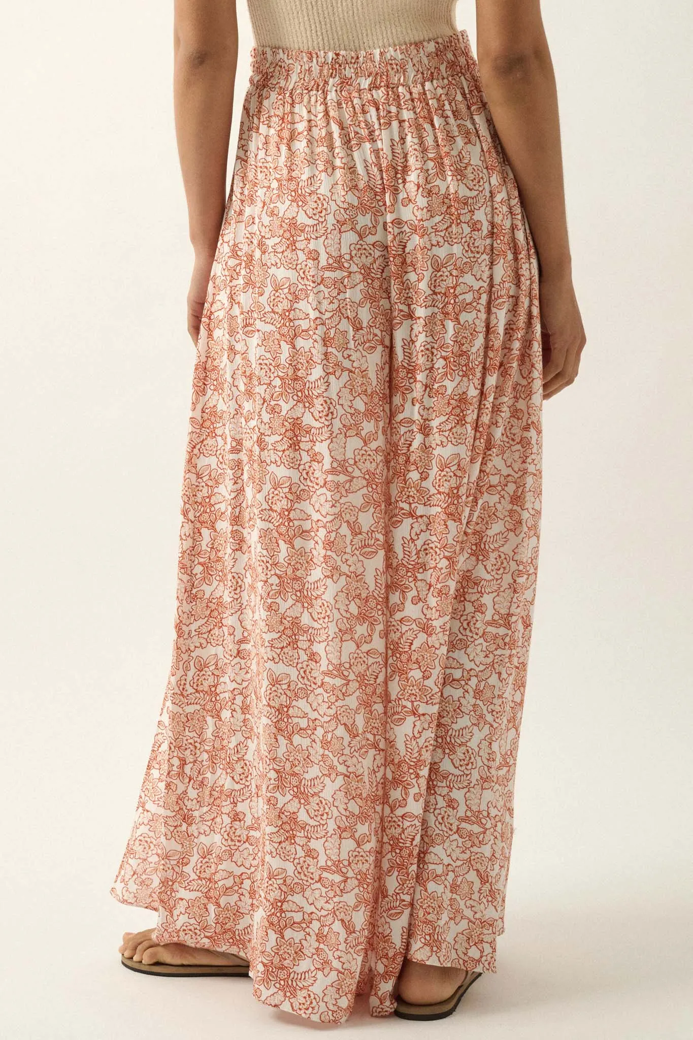 Fascinating Flowers Floral Split-Leg Palazzo Pants