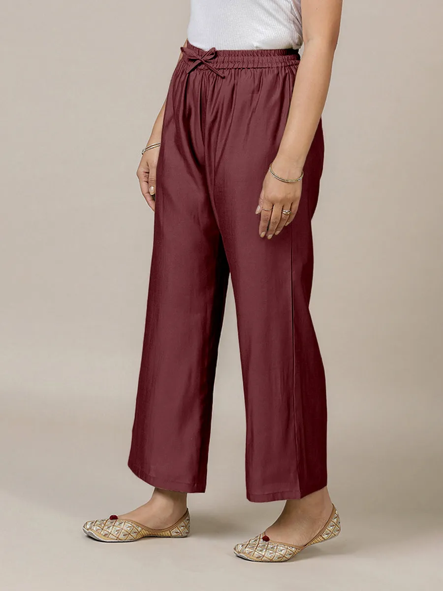 Fiza x Rozaana | Straight Pant in Deep Maroon