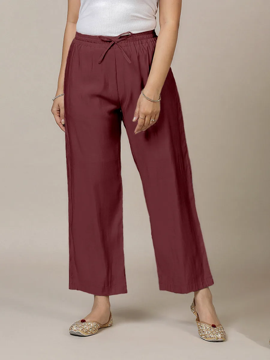 Fiza x Rozaana | Straight Pant in Deep Maroon