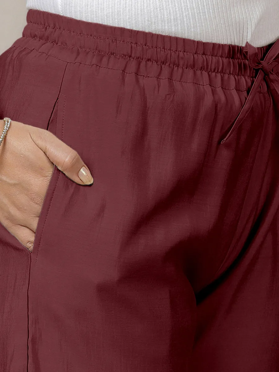 Fiza x Rozaana | Straight Pant in Deep Maroon