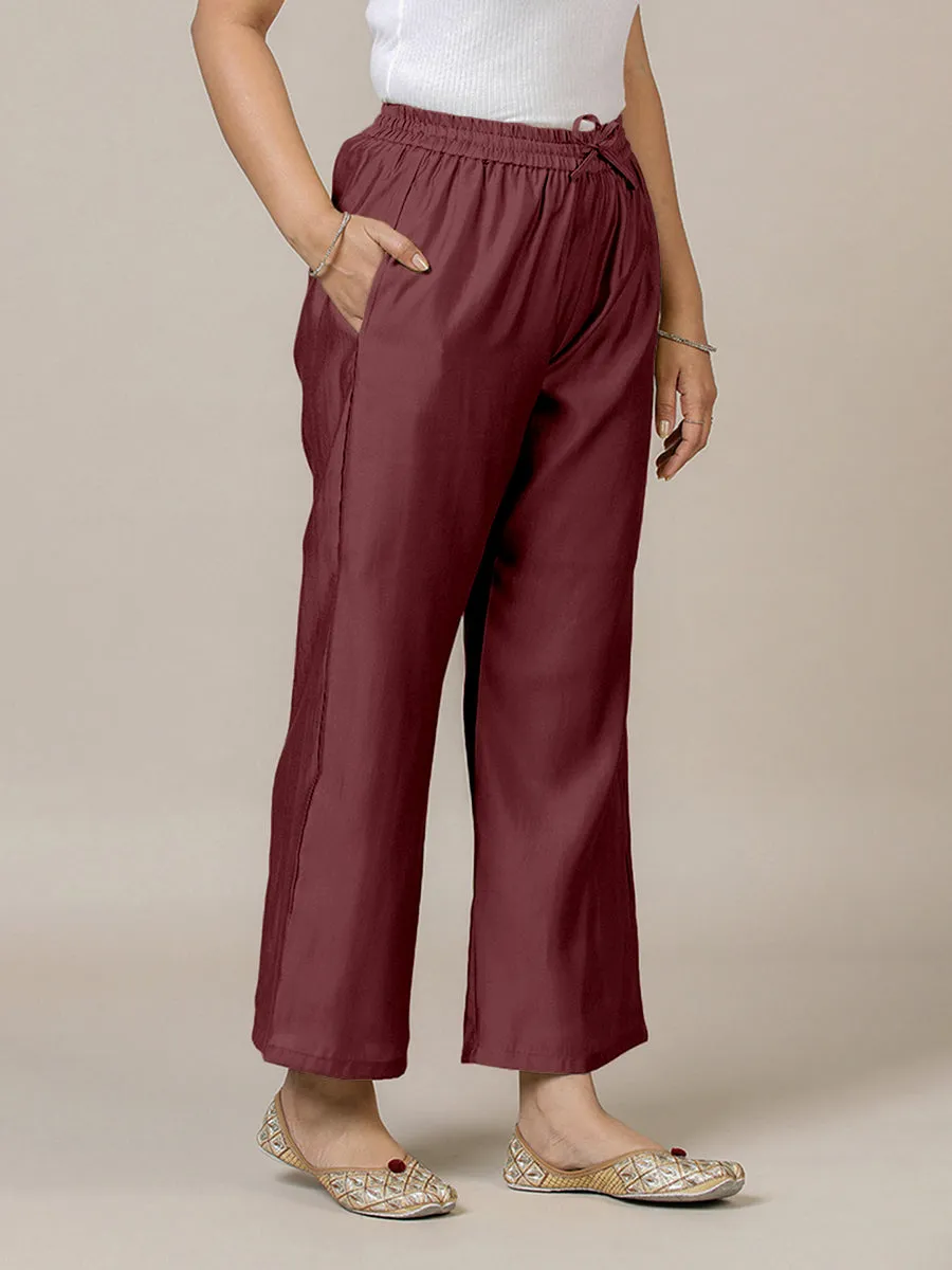 Fiza x Rozaana | Straight Pant in Deep Maroon