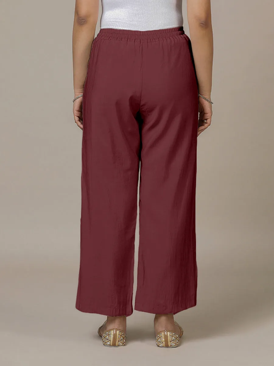 Fiza x Rozaana | Straight Pant in Deep Maroon