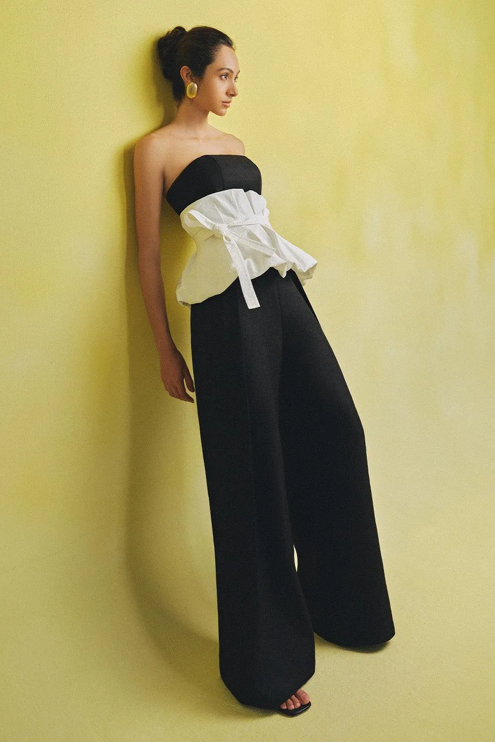 Giang Cocoon Wide Leg Ribbed Velvet Floor Length Pants