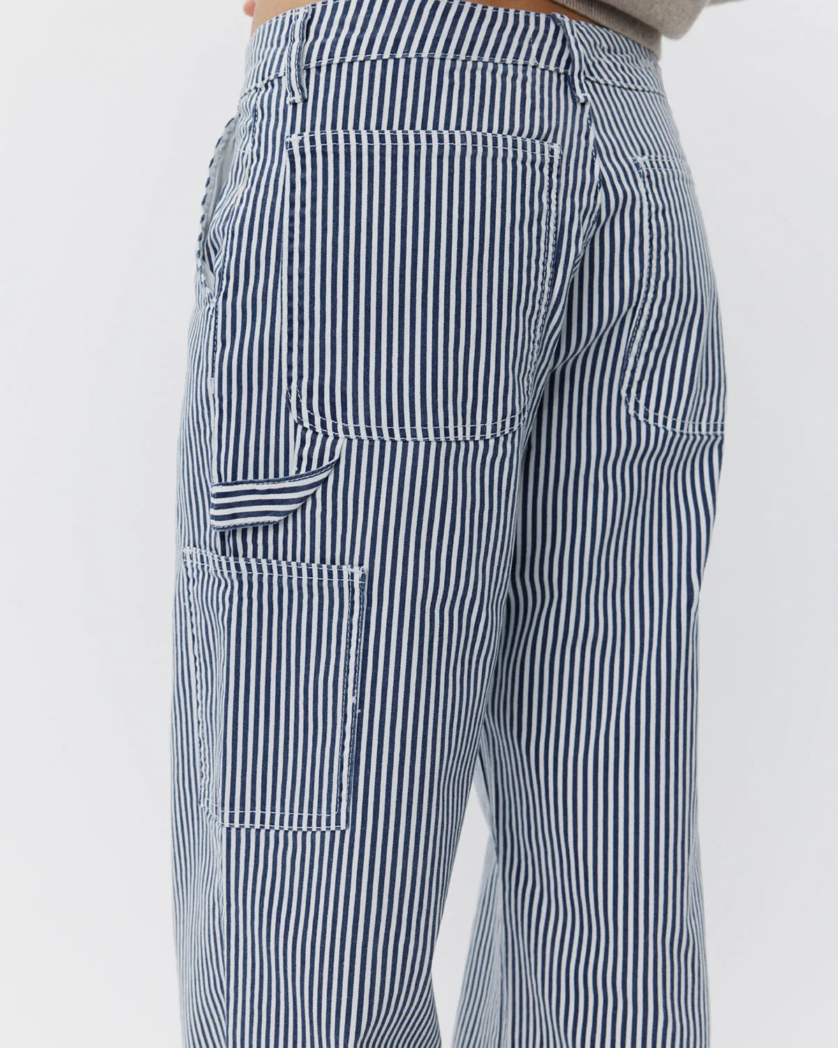 GITTESW TROUSERS - Dark Blue striped