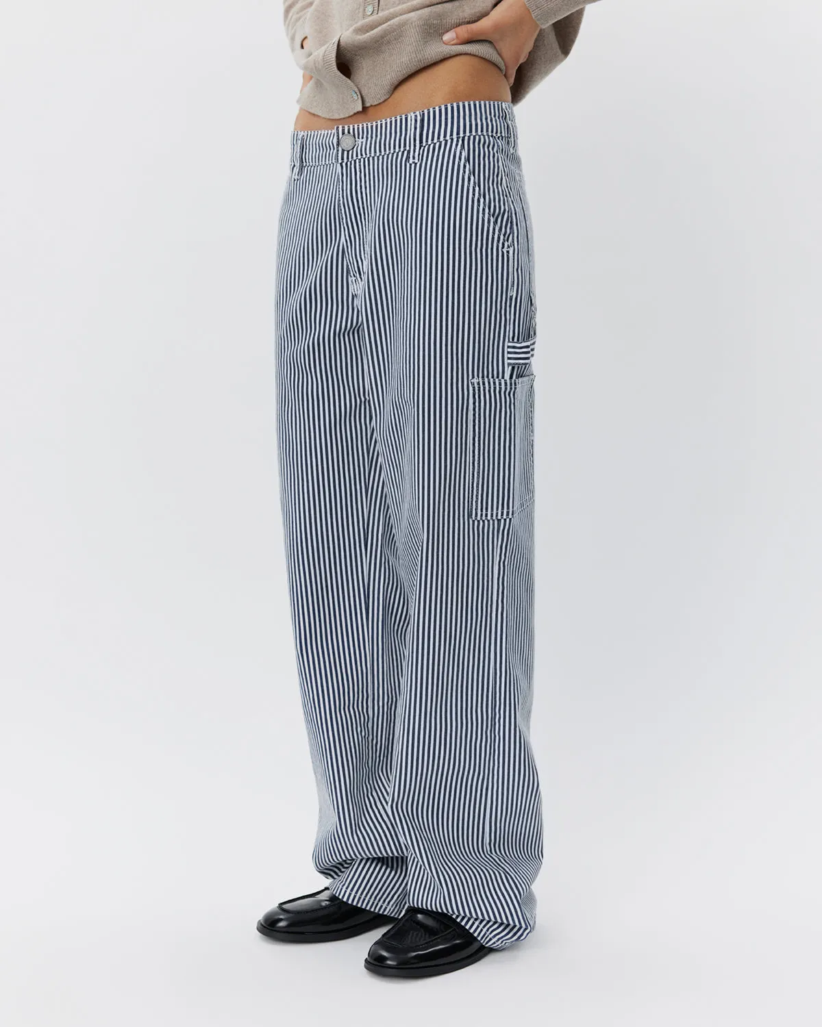 GITTESW TROUSERS - Dark Blue striped