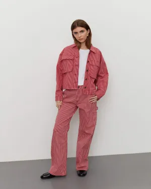 GITTESW TROUSERS - Red Striped