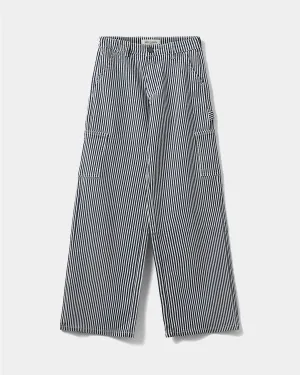 GITTESY TROUSERS - Dark Blue striped