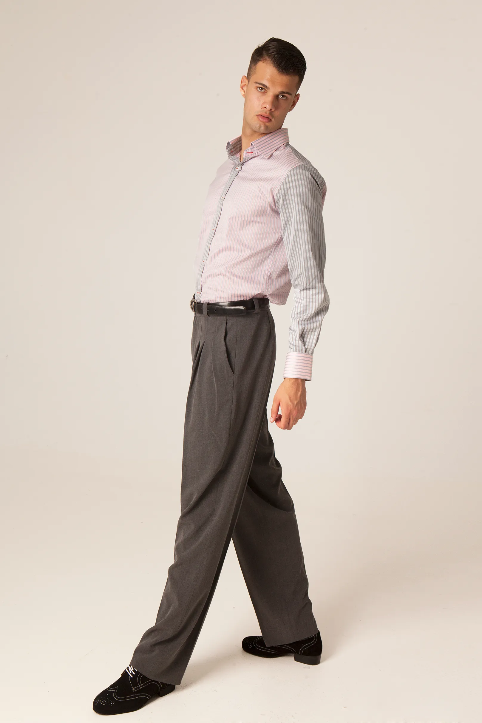 Gray Tango Pants With Three Pleats