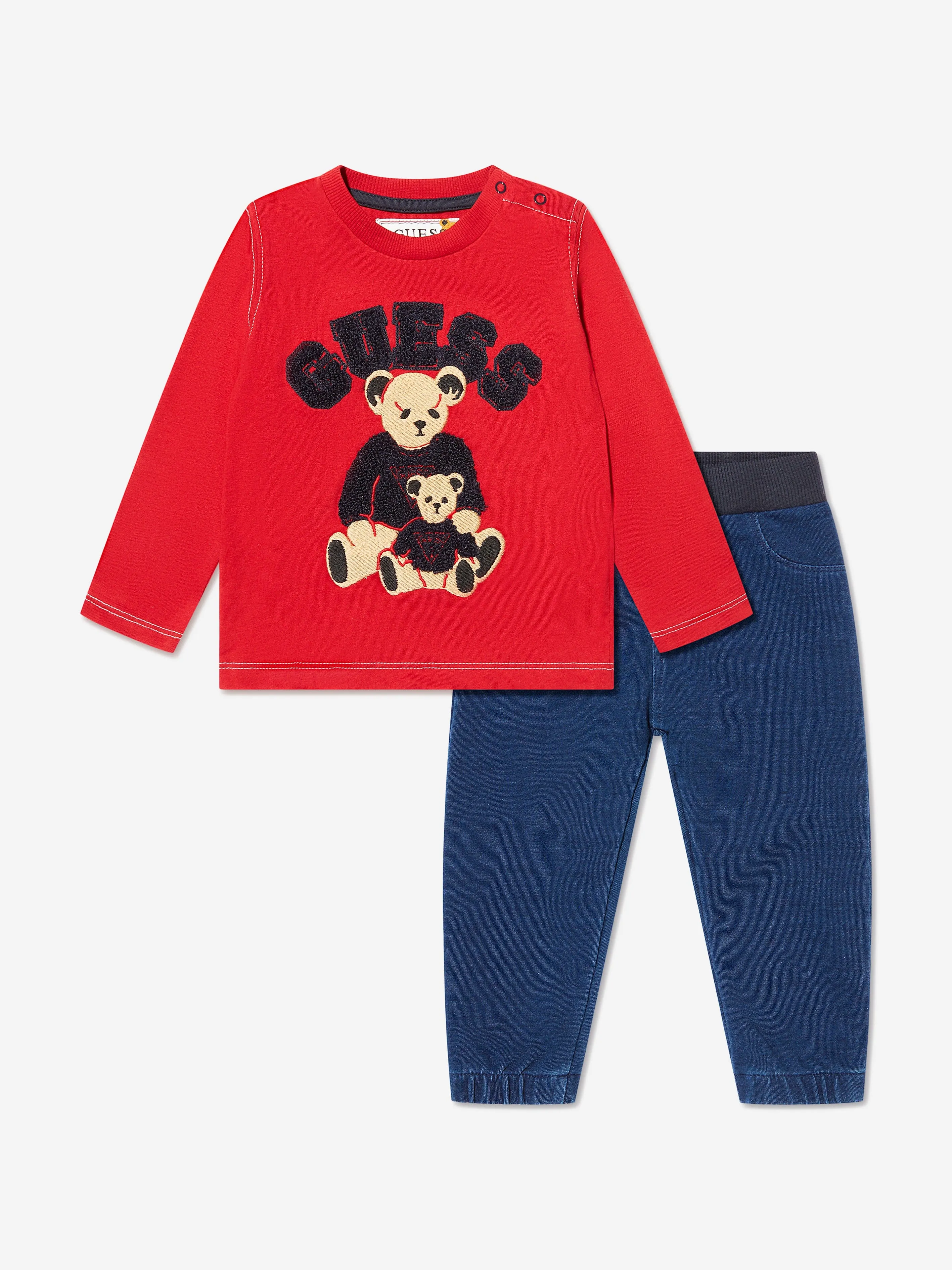 Guess Baby Boys T-Shirt And Denim Pants Set in Red