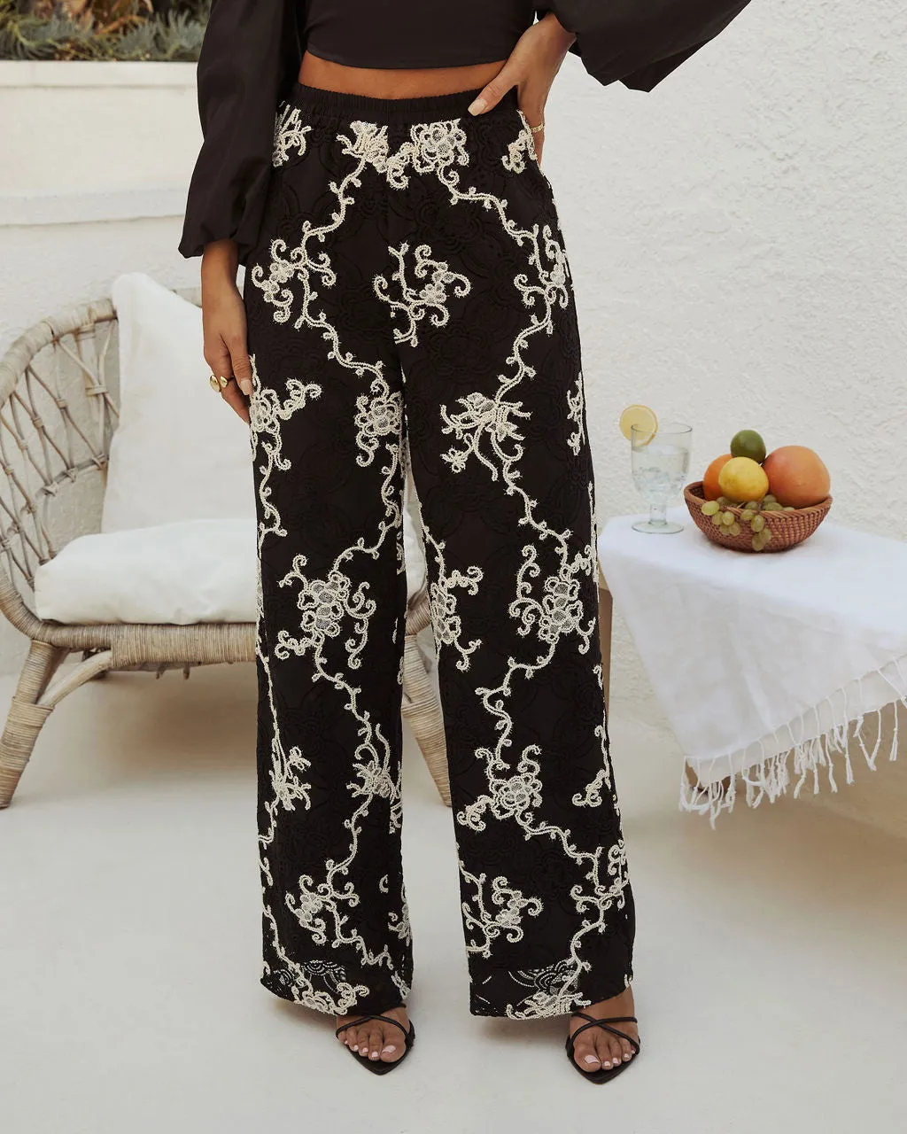 Island Cove Abstract Embroidered Pants