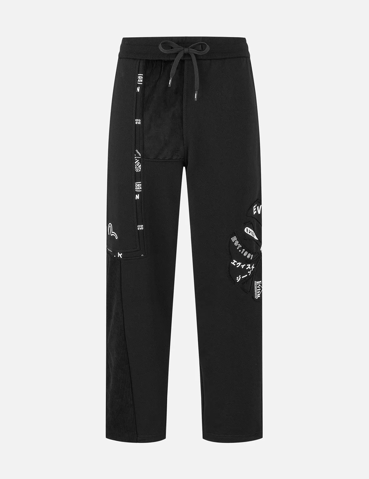 Kamon Appliqué Patchwork Loose Fit Sweatpants