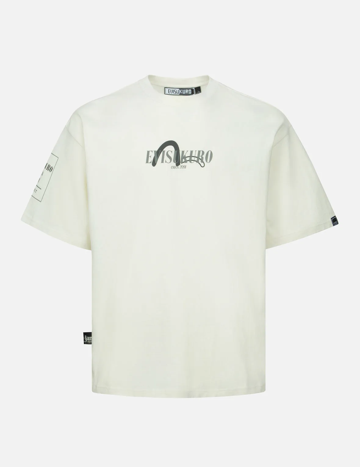 Logo Embroidery and Kamon Print Loose Fit T-Shirt