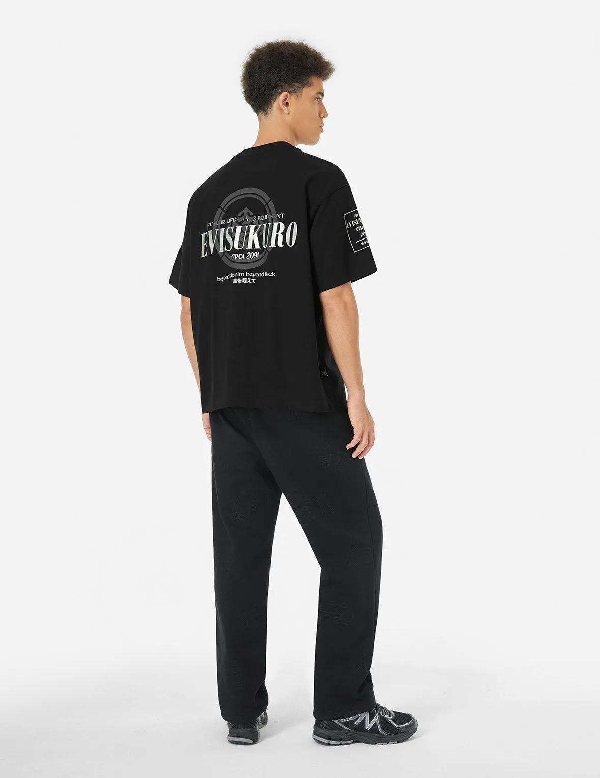 Logo Embroidery and Kamon Print Loose Fit T-Shirt