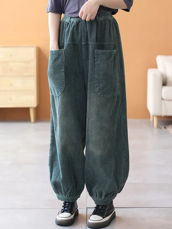 Loose Elasticity Solid Color Casual Flared Pants Bottoms