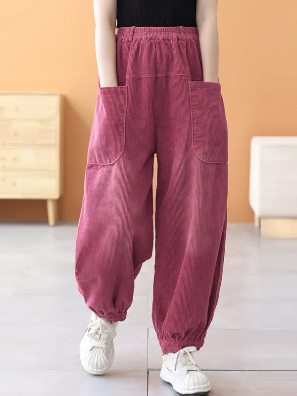 Loose Elasticity Solid Color Casual Flared Pants Bottoms