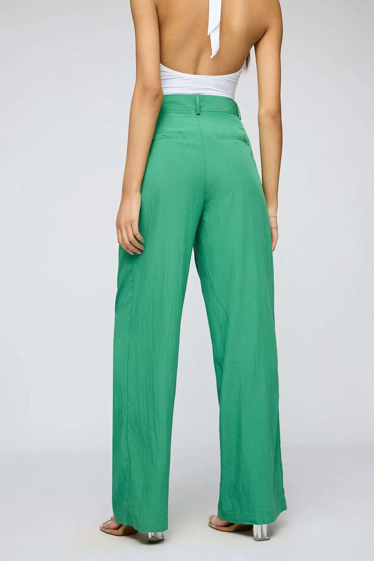 Lush Green Pleated Straight Fit Korean Pants