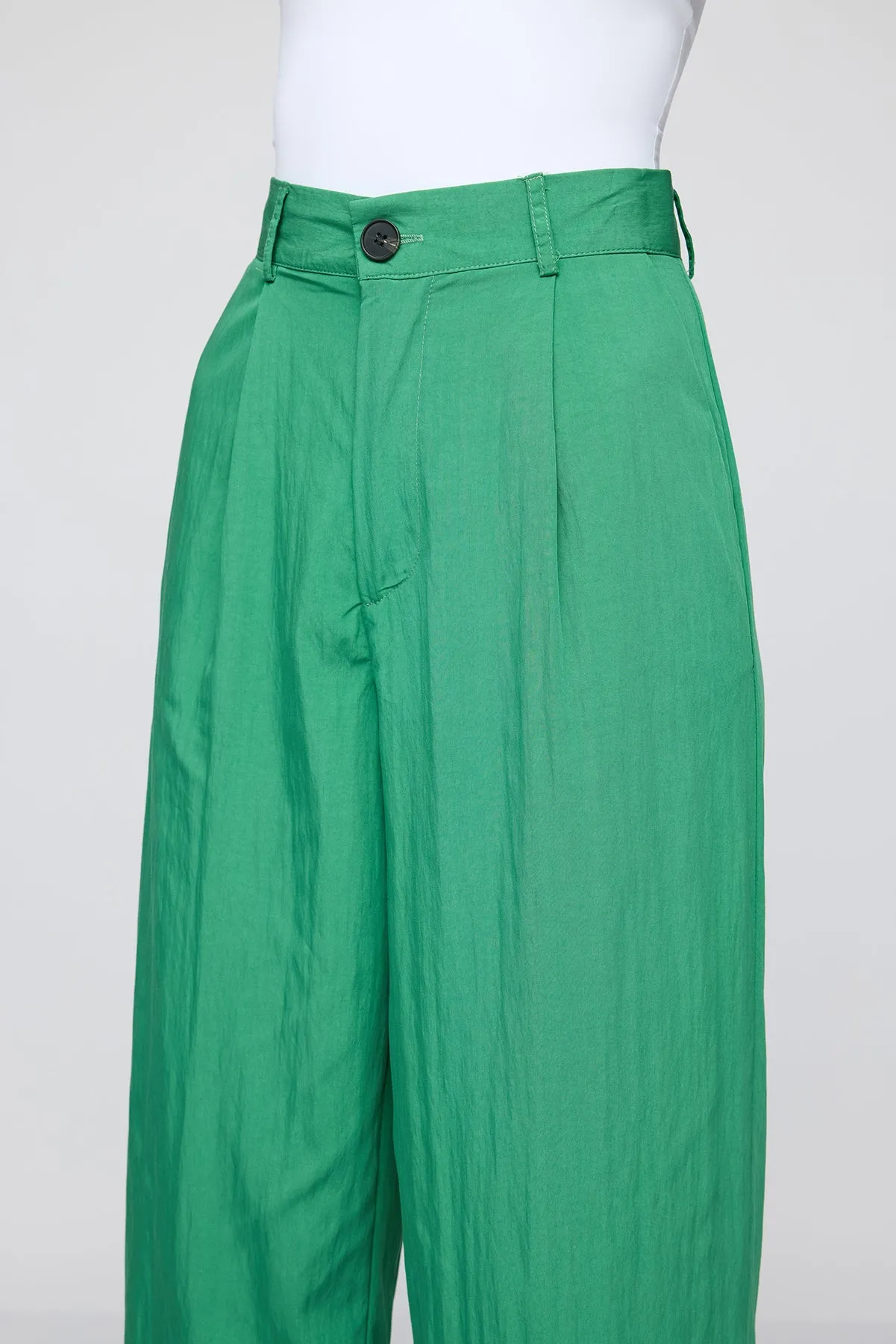 Lush Green Pleated Straight Fit Korean Pants