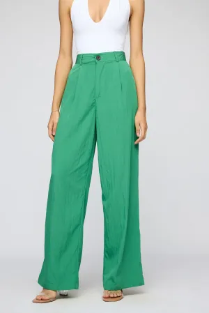 Lush Green Pleated Straight Fit Korean Pants