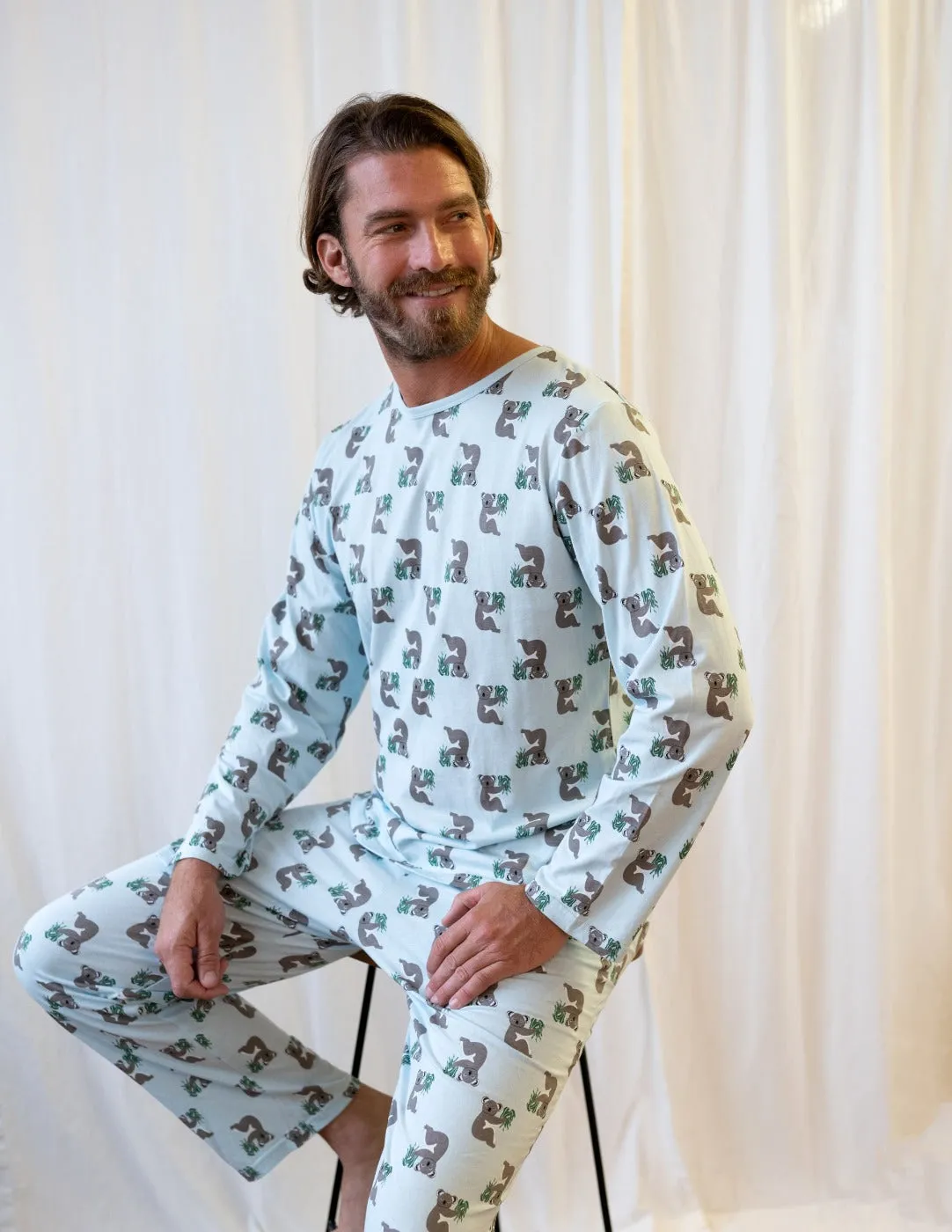 Mens Loose Fit Blue Koala Pajamas