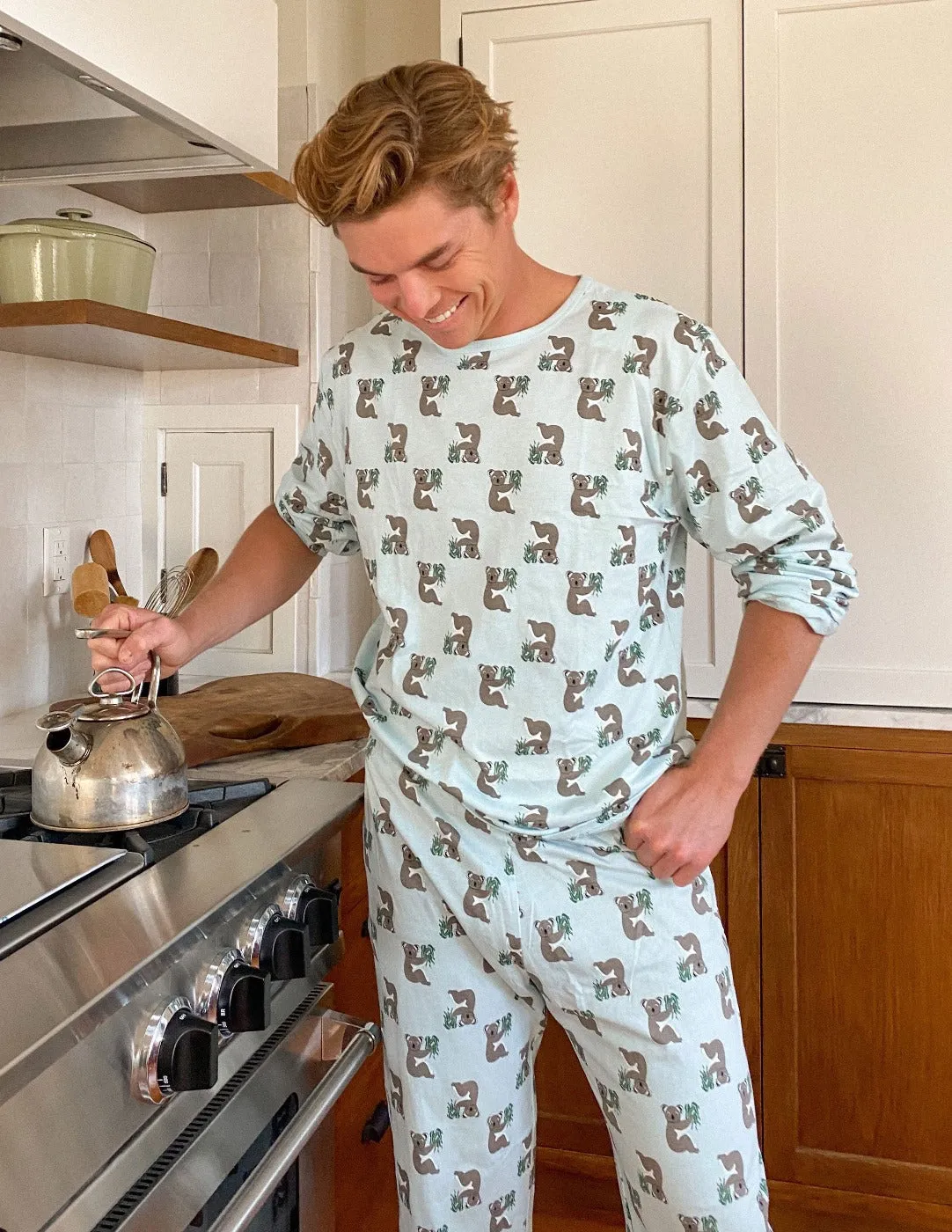 Mens Loose Fit Blue Koala Pajamas