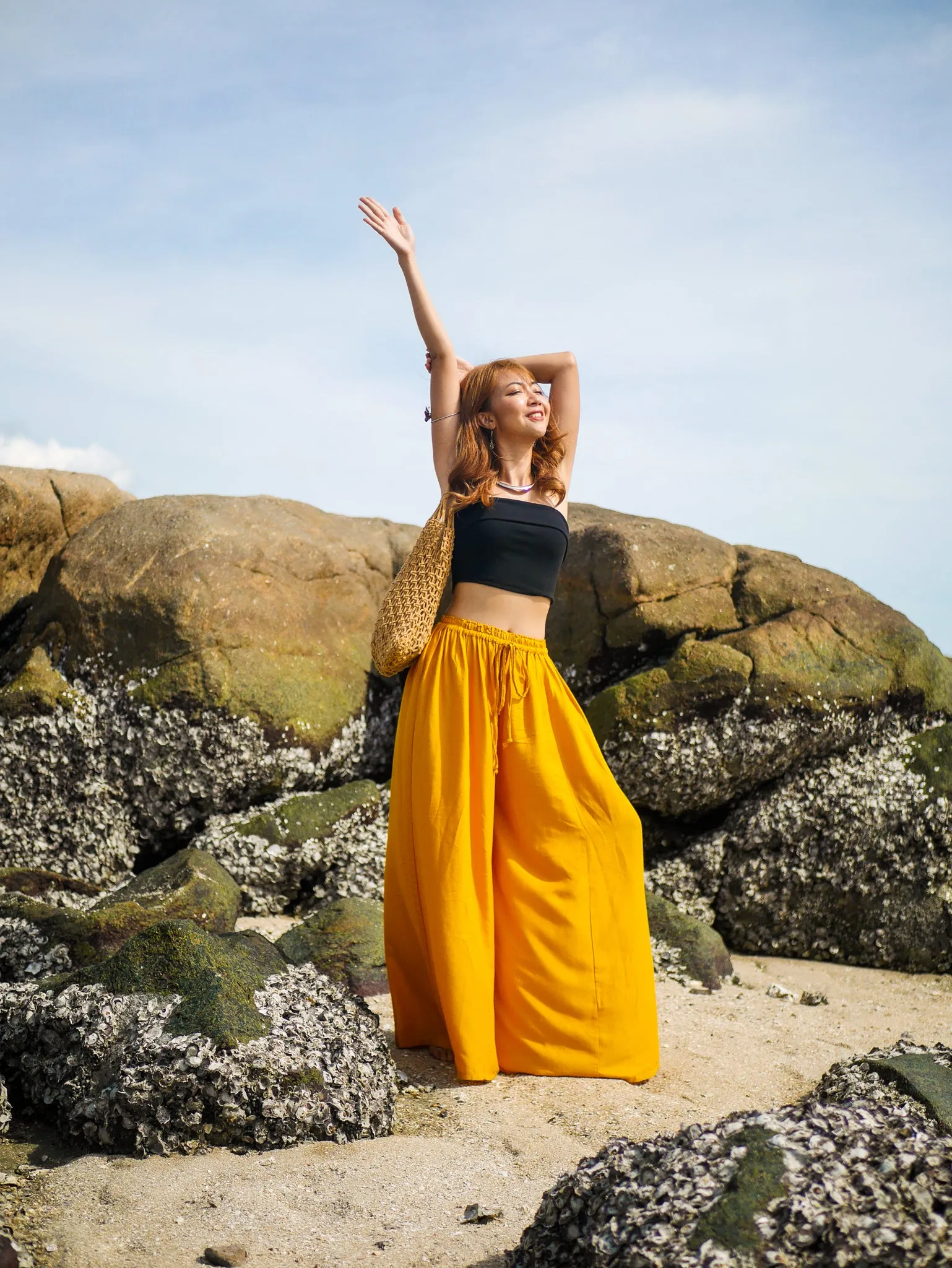 Mustard Yellow Wide Leg Palazzo Pants