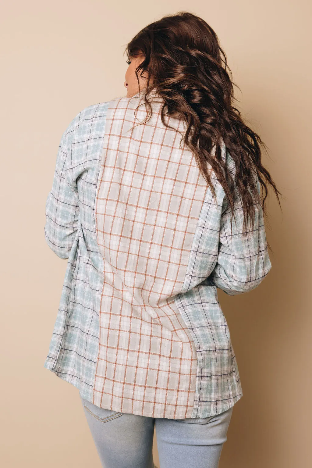 Plaid on Plaid Color Block Button Up Shirt