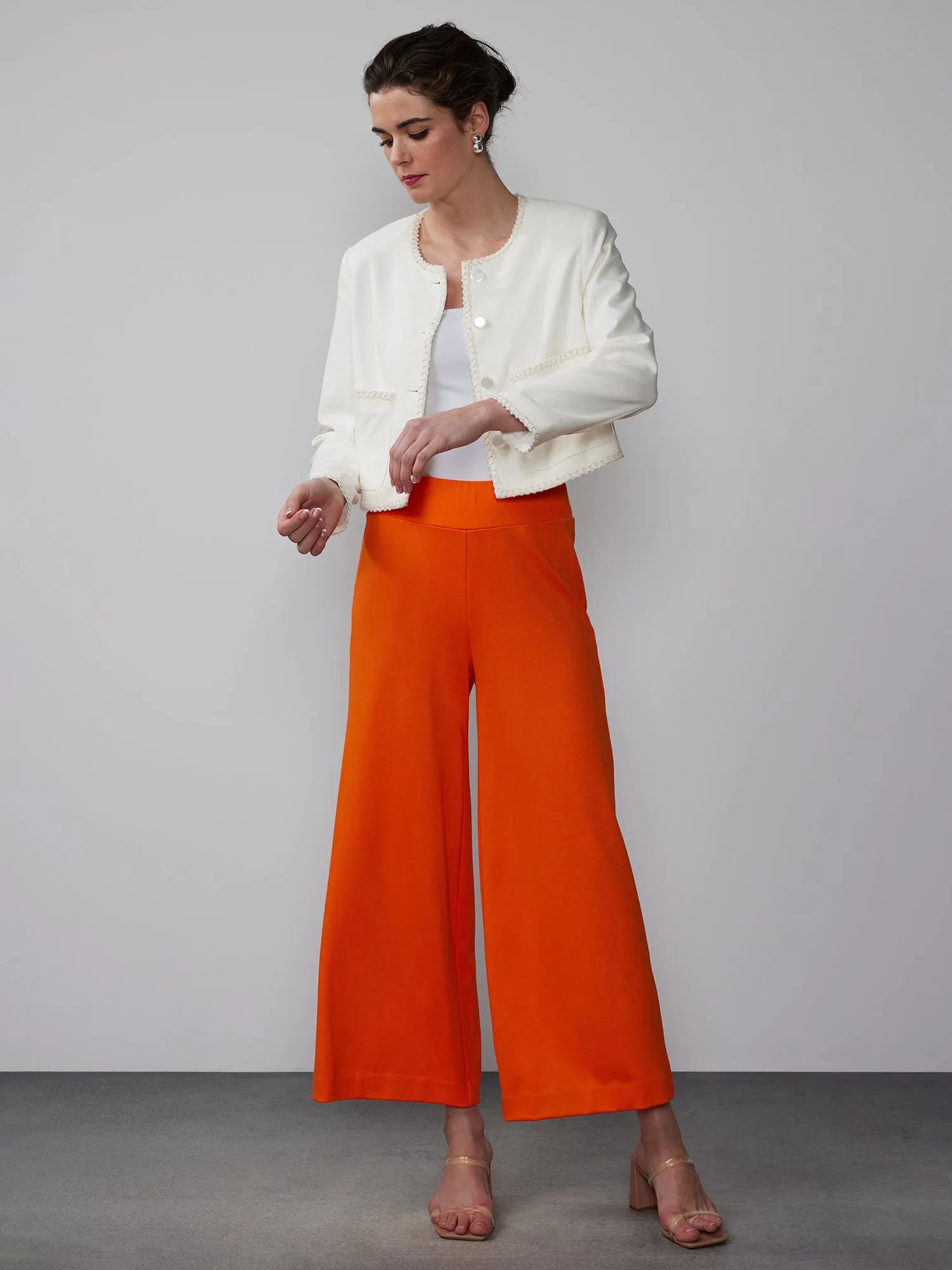 Ponte Pull On Palazzo Crop Pant