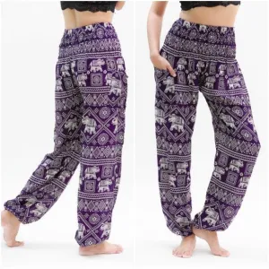 Purple Elephant Boho Pants